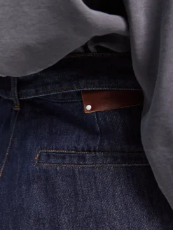 Plisserede Denim Wide-Leg Bukser i Indigo
