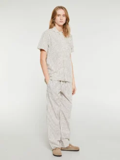 Poplin Pyjamas Kortærmet Skjorte i Hopper Stripes
