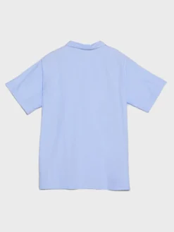 Poplin Pyjamas Kortærmet Skjorte i Shirt Blue