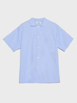 Poplin Pyjamas Kortærmet Skjorte i Shirt Blue