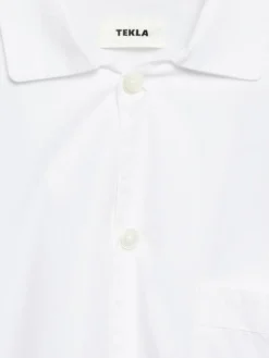 Poplin Pyjamas Kortærmet Skjorte i Alabaster White