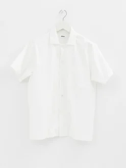 Poplin Pyjamas Kortærmet Skjorte i Alabaster White