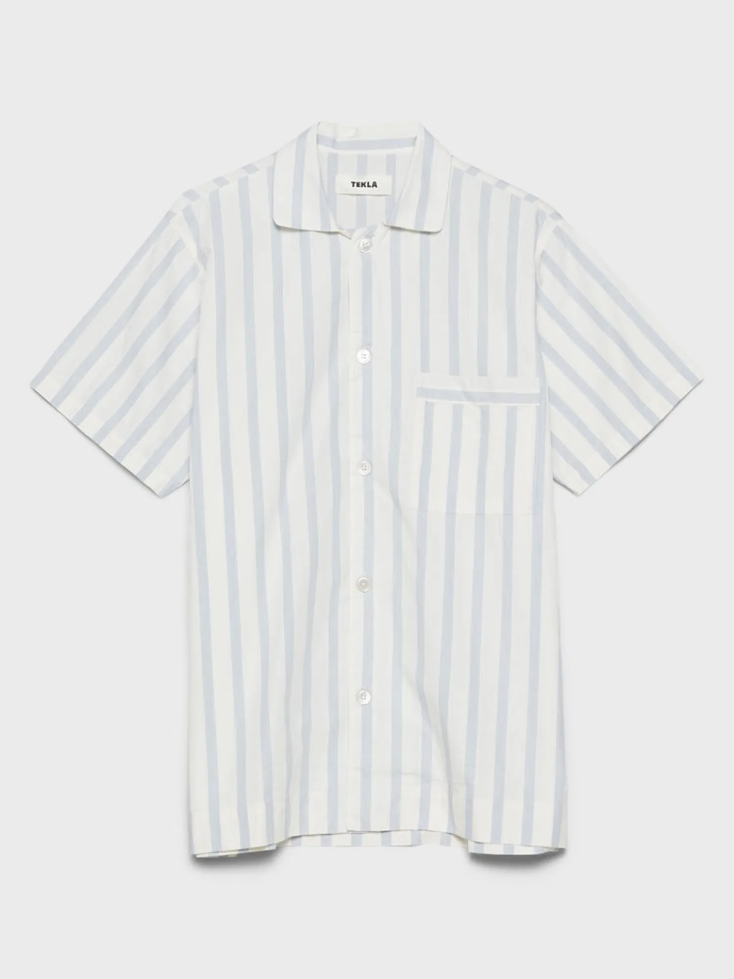Poplin Pyjamas Kortærmet Skjorte i Needle Stripes