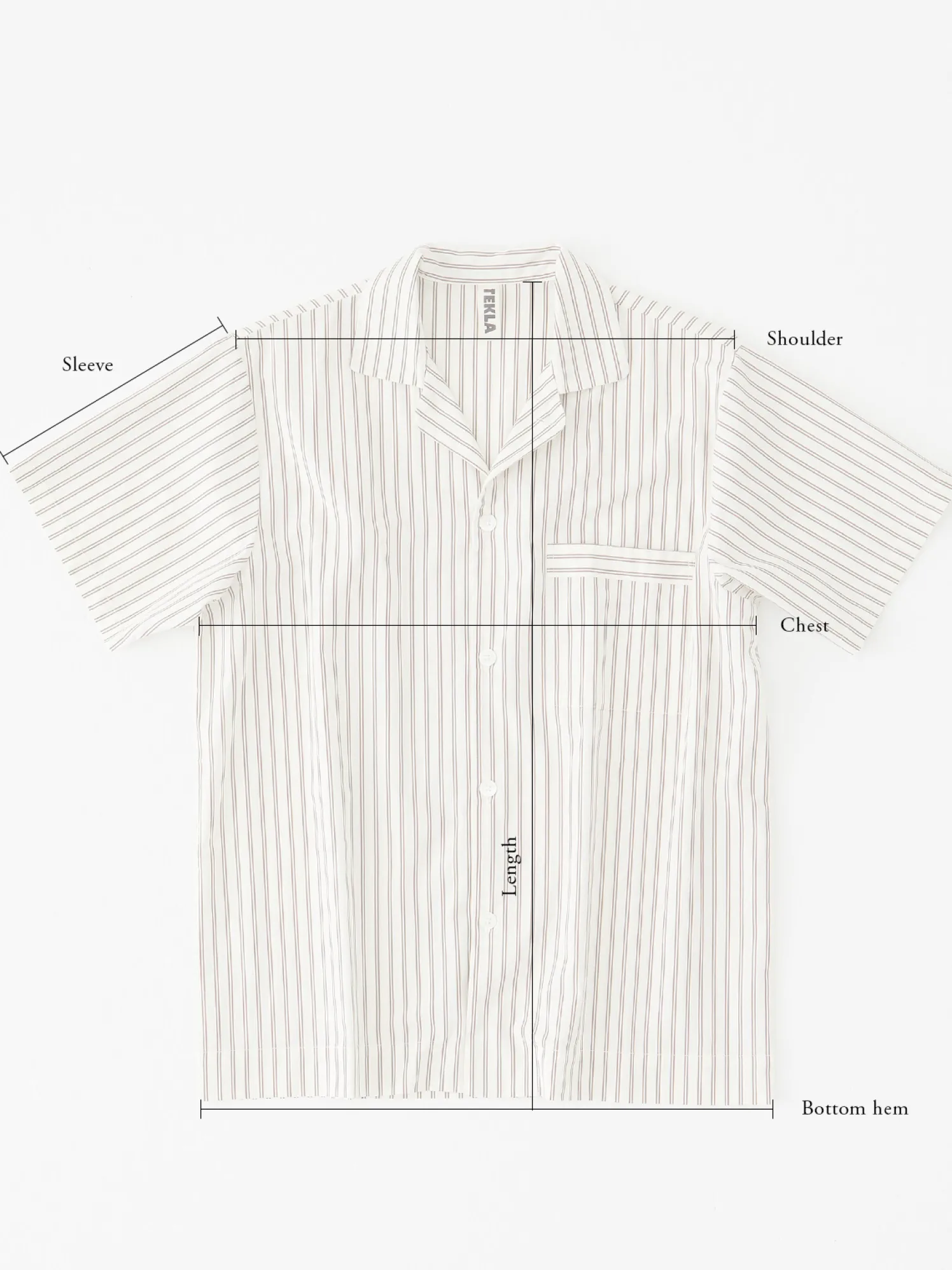 Poplin Pyjamas Kortærmet Skjorte i Needle Stripes