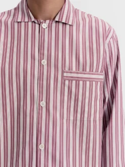 Poplin Pyjamas Long Shirt i Rhubarb Stripes