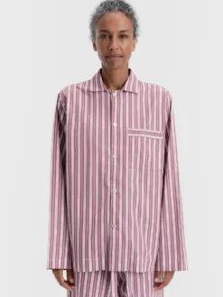 Poplin Pyjamas Long Shirt i Rhubarb Stripes