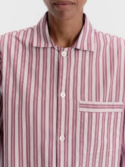Poplin Pyjamas Long Shirt i Rhubarb Stripes