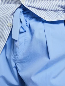 Poplin Pyjamas Pants Grosgrain Side Stripe i Cornflower