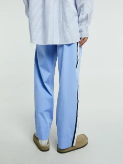 Poplin Pyjamas Pants Grosgrain Side Stripe i Cornflower