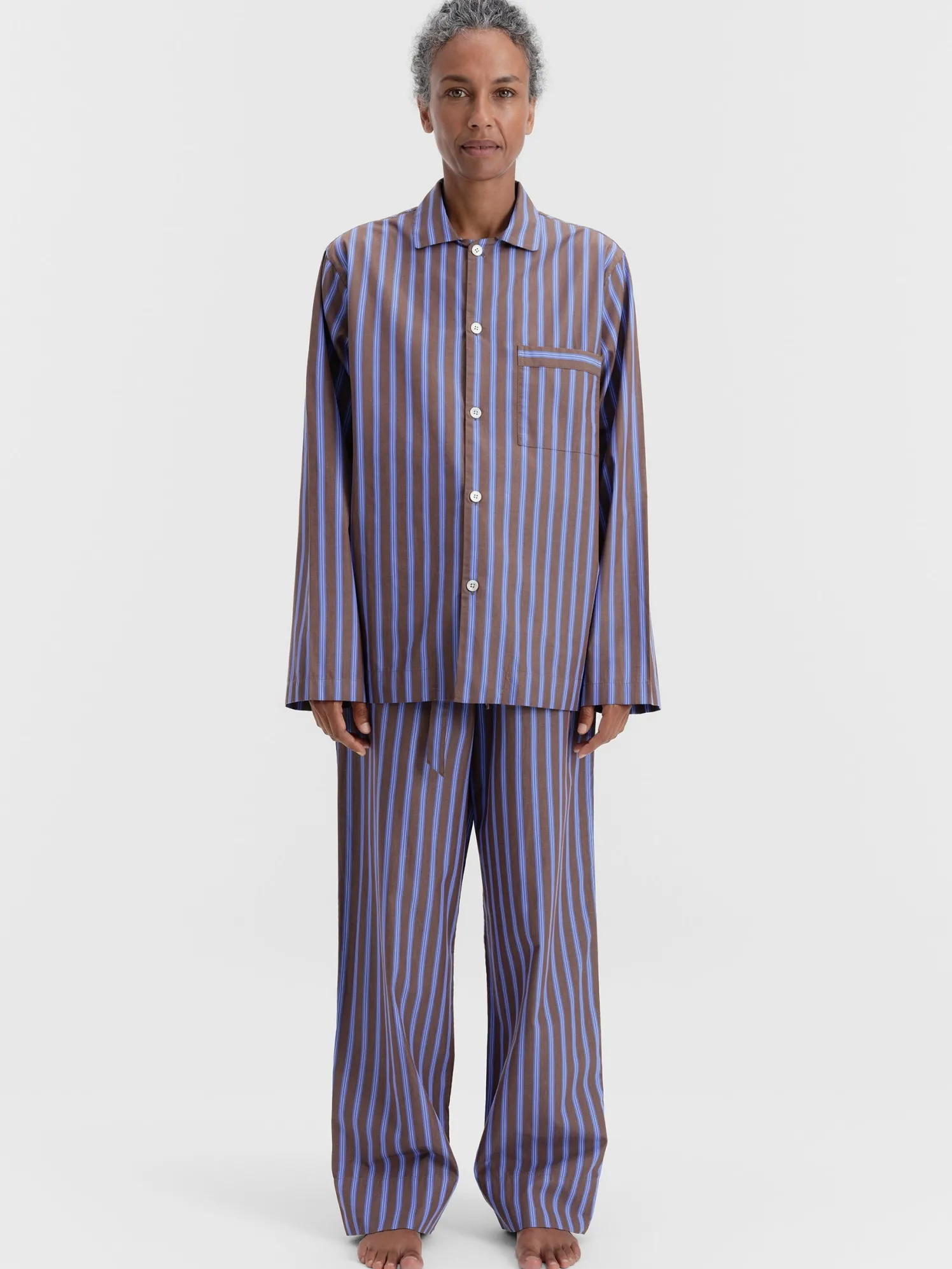 Poplin Pyjamas Pants in Chestnut Stripes