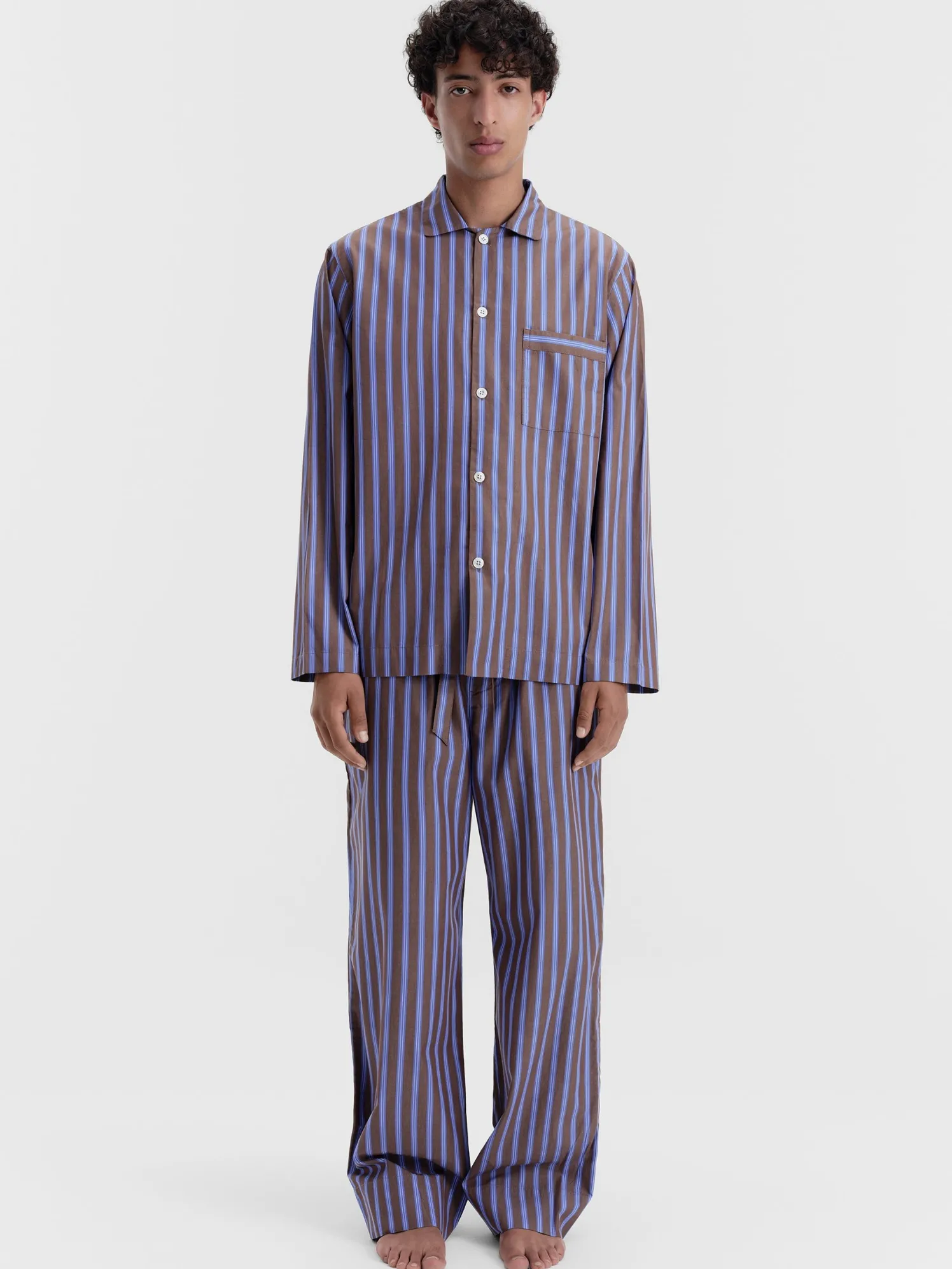 Poplin Pyjamas Pants in Chestnut Stripes