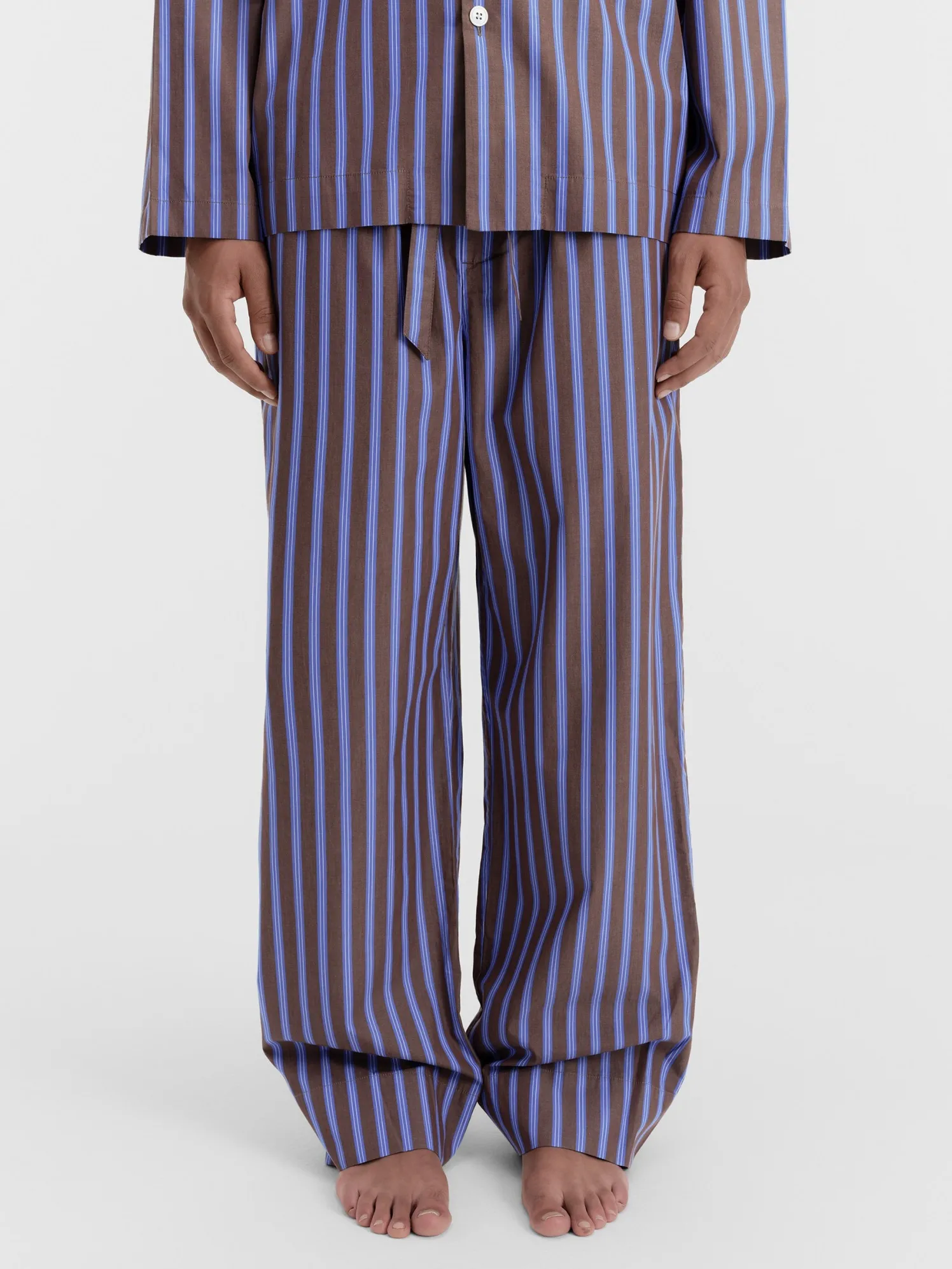Poplin Pyjamas Pants in Chestnut Stripes