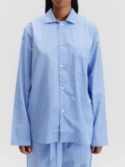 Poplin Pyjamas Skjorte i Cornflower Blue