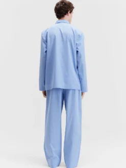 Poplin Pyjamas Skjorte i Cornflower Blue