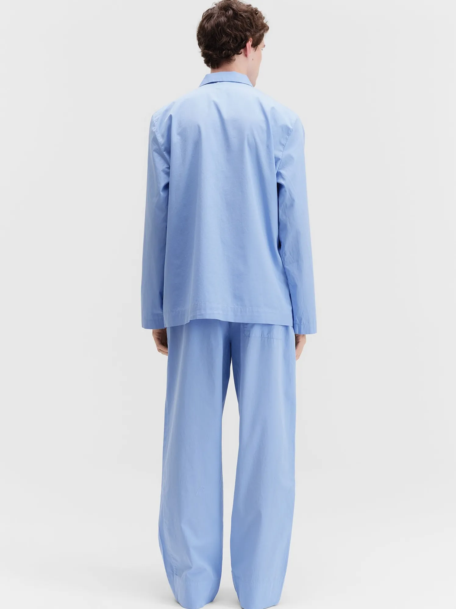 Poplin Pyjamas Skjorte i Cornflower Blue