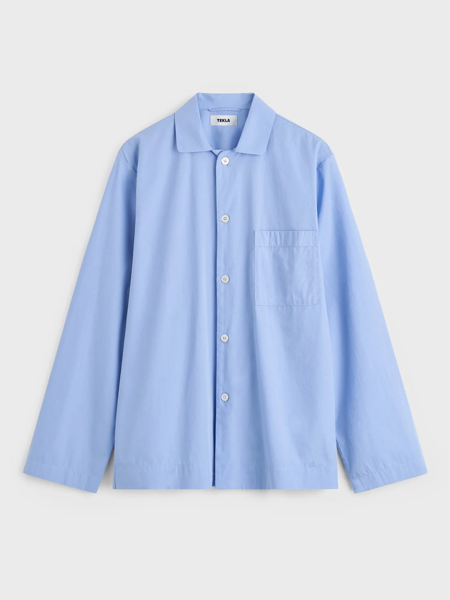 Poplin Pyjamas Skjorte i Cornflower Blue