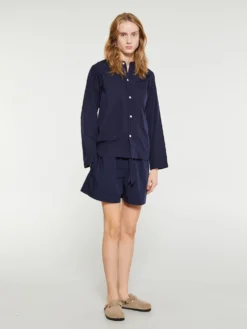 Poplin Pyjamas Skjorte i True Navy