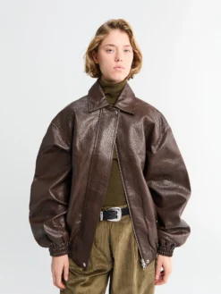 Prescott Faux Leather Jakke i Brun
