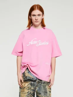 Relaxed Fit Logo T-Shirt i Bubble Pink
