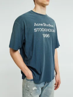 Relaxed Fit Logo T-shirt i Deep Blue