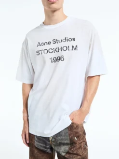 Relaxed Fit Logo T-Shirt i Dusty White