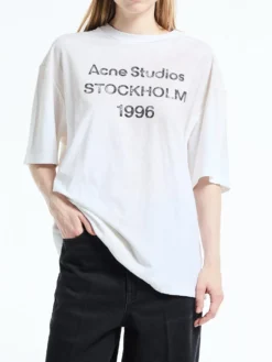 Relaxed Fit Logo T-Shirt i Dusty White