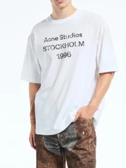 Relaxed Fit Logo T-Shirt i Dusty White