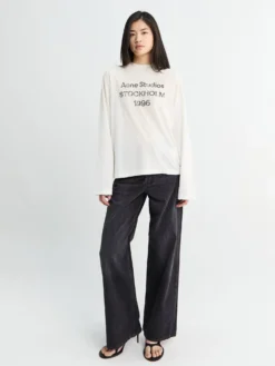 Relaxed Fit T-shirt i Støvet Hvid