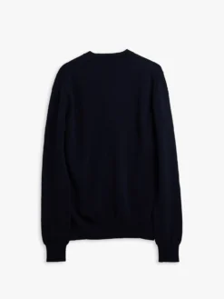 Rundhalset Cardigan med Rødt Emblem i Navy
