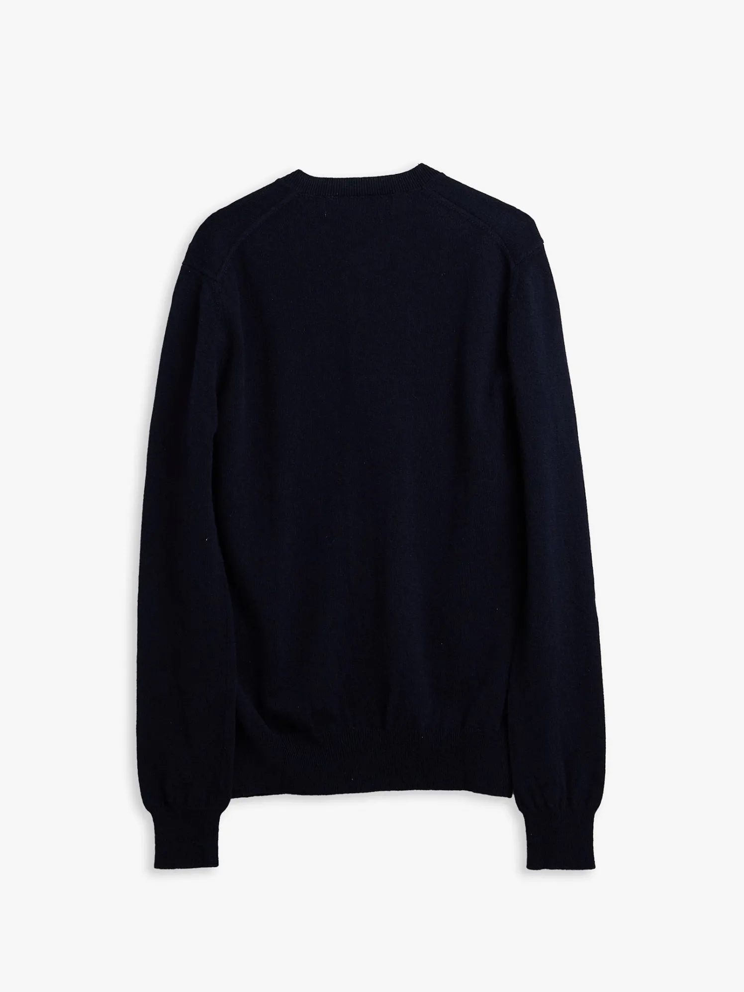 Rundhalset Cardigan med Rødt Emblem i Navy