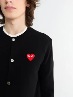 Rundhalset Cardigan Red Emblem Strik i Sort