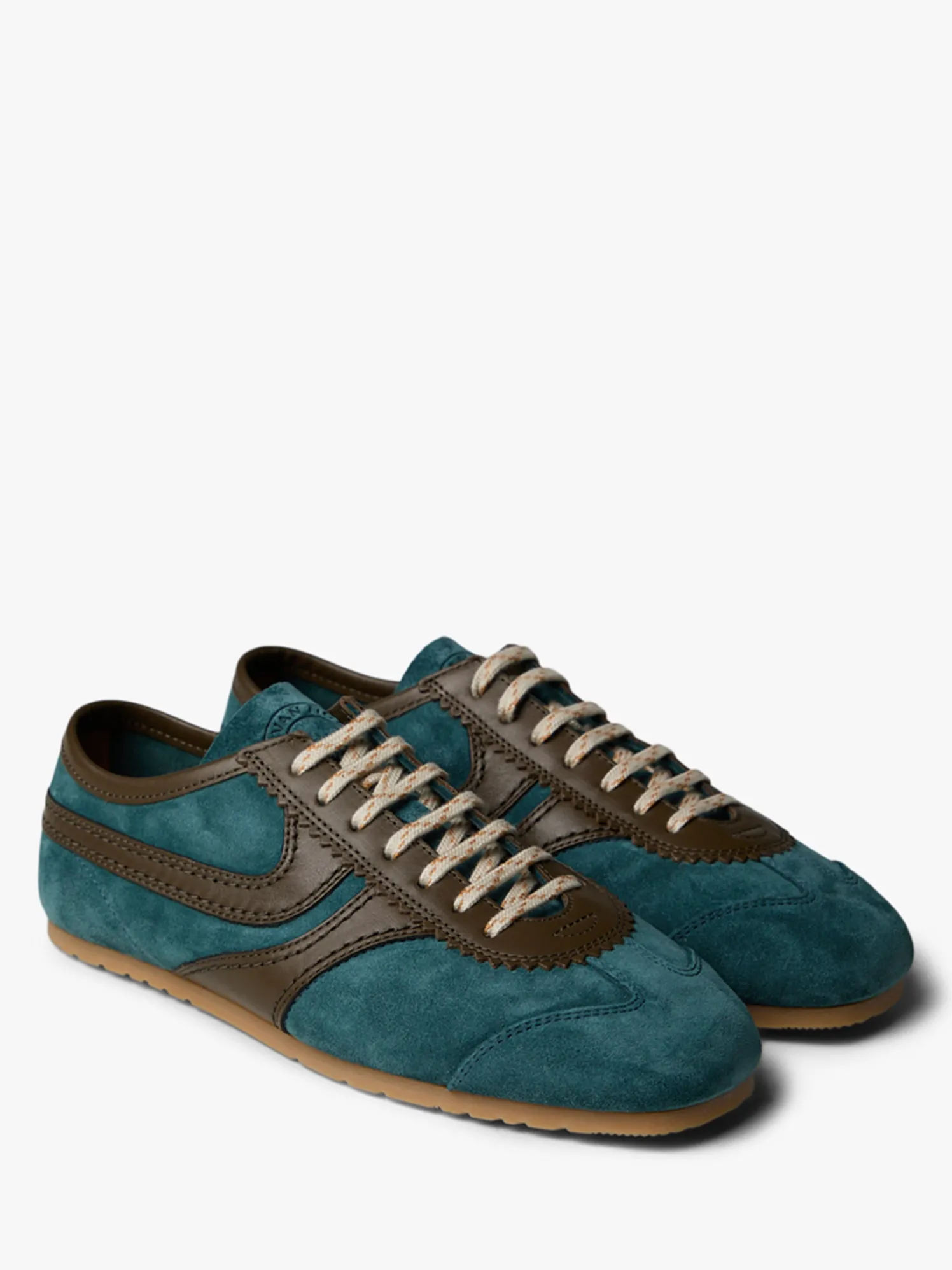 Ruskindssneakers med læderdetaljer i Turkis