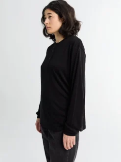 Rutas Jersey Henley Langærmet Top i Sort