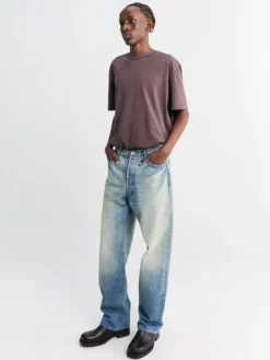 Selvedge Faded Heavy Denim Wide Pants i Faded Indigo