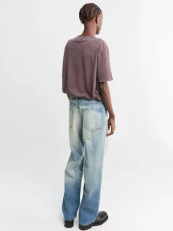 Selvedge Faded Heavy Denim Wide Pants i Faded Indigo