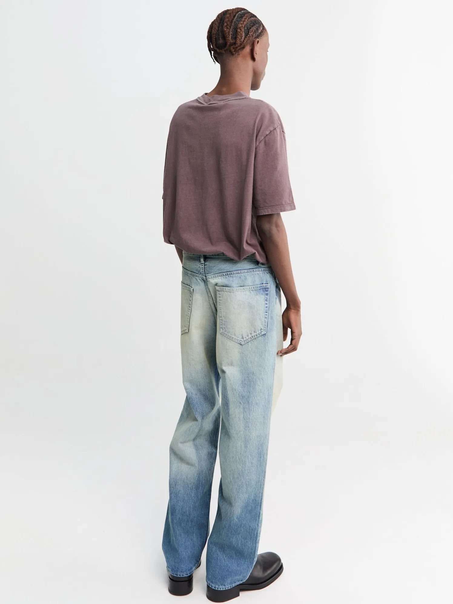 Selvedge Faded Heavy Denim Wide Pants i Faded Indigo