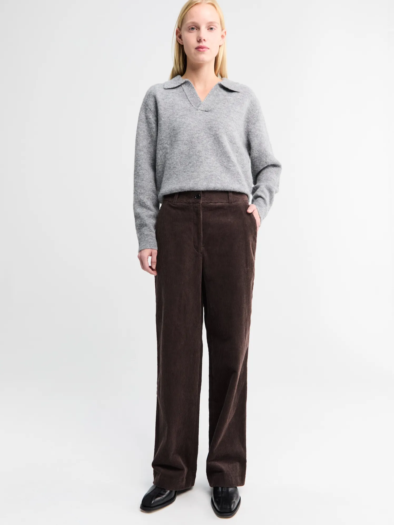 Semi-Wide Corduroy Bukser i Brun