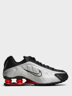 Shox R4 Sneakers i Black, Light Crimson og Metallic Silver