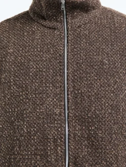 Shrunken Fullzip Polo i Brun Sparse Buckle Weave