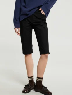 Slim Bermuda Shorts i Sort