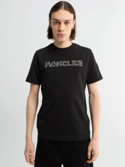 Space Embroidered Logo Bomulds T-Shirt i Sort