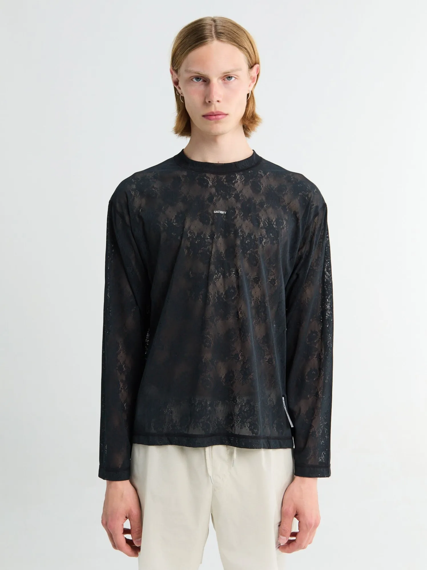 Space-Lace Long Tee i Sort SA