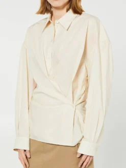 Straight Collar Twisted Skjorte i Cream