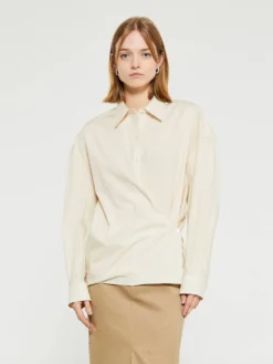 Straight Collar Twisted Skjorte i Cream