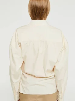 Straight Collar Twisted Skjorte i Cream