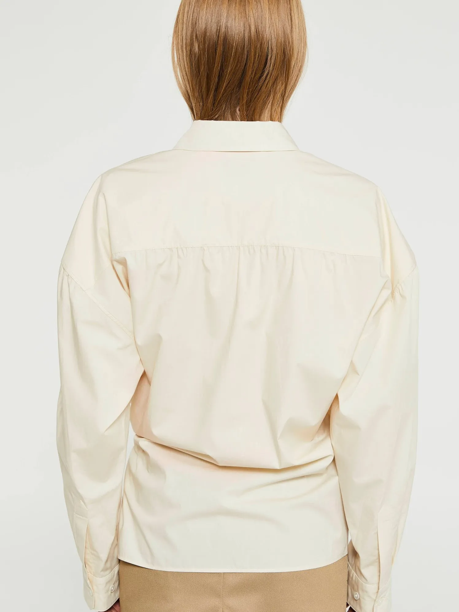 Straight Collar Twisted Skjorte i Cream