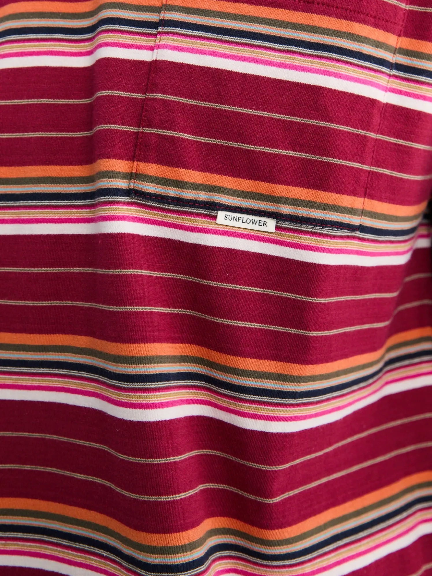 Stribet Langærmet Lomme T-shirt i Bordeaux