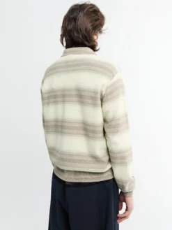 Strikket cardigan i bomuldssilke med gradient stribemønster i limegrå stribet