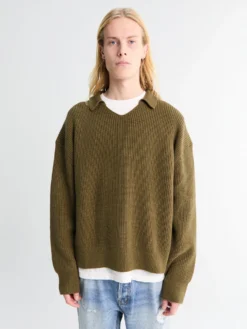 Strikket Polo med Åben Hals