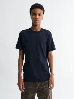 Strikket T-shirt til mænd i Navy